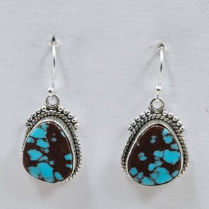 Egyptian Turquoise 1.25" 925 Sterling Silver Earrings (REXT88-131)