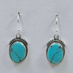 Egyptian Turquoise 1.25" 925 Sterling Silver Earrings (REXT88-132)
