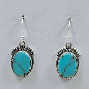 Egyptian Turquoise 1.25" 925 Sterling Silver Earrings (REXT88-132)