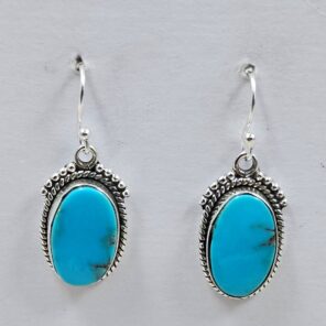 Egyptian Turquoise 1" 925 Sterling Silver Earrings (REXT88-133)