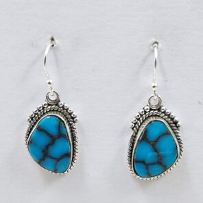 Egyptian Turquoise 1" 925 Sterling Silver Earrings (REXT88-134)