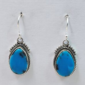 Egyptian Turquoise 1.25" 925 Sterling Silver Earrings (REXT88-135)