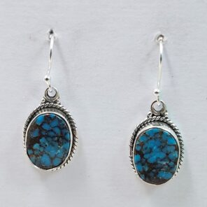 Egyptian Turquoise 1" 925 Sterling Silver Earrings (REXT88-136)