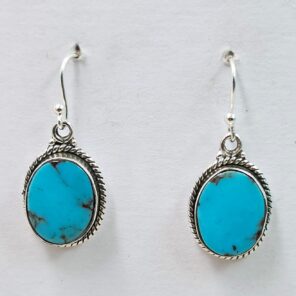 Egyptian Turquoise 1" 925 Sterling Silver Earrings (REXT88-137)
