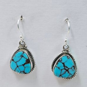 Egyptian Turquoise 1" 925 Sterling Silver Earrings (REXT88-139)