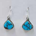 Egyptian Turquoise 1" 925 Sterling Silver Earrings (REXT88-140)