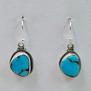 Egyptian Turquoise 1" 925 Sterling Silver Earrings (REXT88-141)