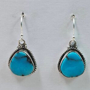Egyptian Turquoise 1" 925 Sterling Silver Earrings (REXT88-143)