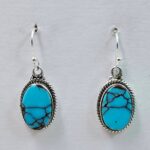 Egyptian Turquoise 1" 925 Sterling Silver Earrings (REXT88-144)
