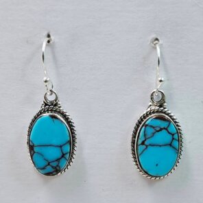 Egyptian Turquoise 1" 925 Sterling Silver Earrings (REXT88-144)