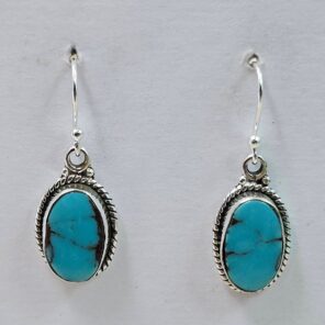 Egyptian Turquoise 1.25" 925 Sterling Silver Earrings (REXT88-145)
