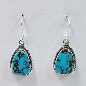 Egyptian Turquoise 1.25" 925 Sterling Silver Earrings (REXT88-146)