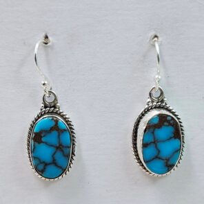 Egyptian Turquoise 1" 925 Sterling Silver Earrings (REXT88-148)