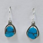 Egyptian Turquoise 1.25" 925 Sterling Silver Earrings (REXT88-150)