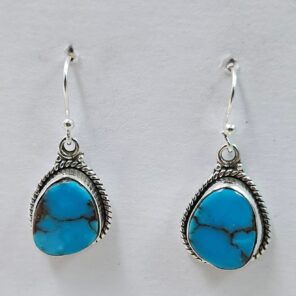 Egyptian Turquoise 1.25" 925 Sterling Silver Earrings (REXT88-150)