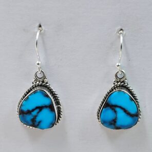 Egyptian Turquoise 1" 925 Sterling Silver Earrings (REXT88-152)