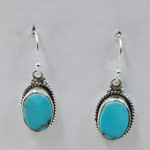 Egyptian Turquoise 1.25" 925 Sterling Silver Earrings (REXT88-154)