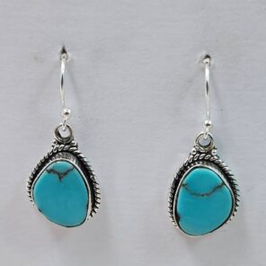 Egyptian Turquoise 1" 925 Sterling Silver Earrings (REXT88-155)