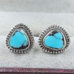 Egyptian Turquoise 0.5" 925 Sterling Silver Stud Earrings (REXT88-159)