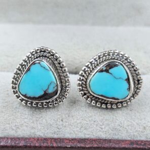 Egyptian Turquoise 0.5" 925 Sterling Silver Stud Earrings (REXT88-159)