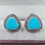 Egyptian Turquoise 0.5" 925 Sterling Silver Stud Earrings (REXT88-160)