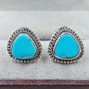 Egyptian Turquoise 0.5" 925 Sterling Silver Stud Earrings (REXT88-160)
