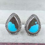 Egyptian Turquoise 0.5" 925 Sterling Silver Stud Earrings (REXT88-163)