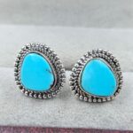 Egyptian Turquoise 0.5" 925 Sterling Silver Stud Earrings (REXT88-164)