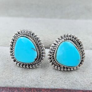 Egyptian Turquoise 0.5" 925 Sterling Silver Stud Earrings (REXT88-164)