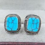 Egyptian Turquoise 0.5" 925 Sterling Silver Stud Earrings (REXT88-165)