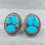 Egyptian Turquoise 0.5" 925 Sterling Silver Stud Earrings (REXT88-166)