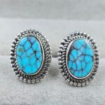Egyptian Turquoise 0.5" 925 Sterling Silver Stud Earrings (REXT88-168)