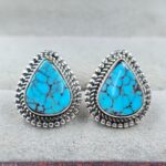 Egyptian Turquoise 0.5" 925 Sterling Silver Stud Earrings (REXT88-169)