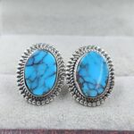 Egyptian Turquoise 0.5" 925 Sterling Silver Stud Earrings (REXT88-171)
