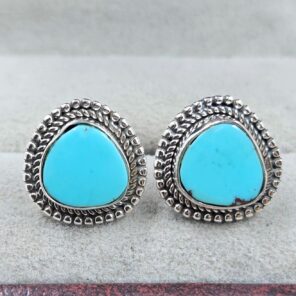 Egyptian Turquoise 0.5" 925 Sterling Silver Stud Earrings (REXT88-172)