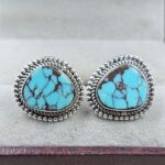 Egyptian Turquoise 0.5" 925 Sterling Silver Stud Earrings (REXT88-174)