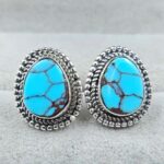 Egyptian Turquoise 0.5" 925 Sterling Silver Stud Earrings (REXT88-175)