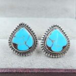 Egyptian Turquoise 0.5" 925 Sterling Silver Stud Earrings (REXT88-176)