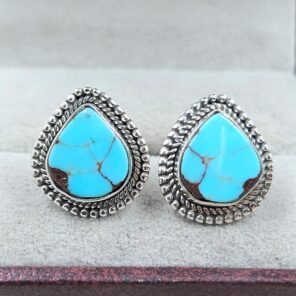 Egyptian Turquoise 0.5" 925 Sterling Silver Stud Earrings (REXT88-176)