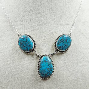 Egyptian Turquoise 925 Sterling Silver Necklace (REXT88-178)
