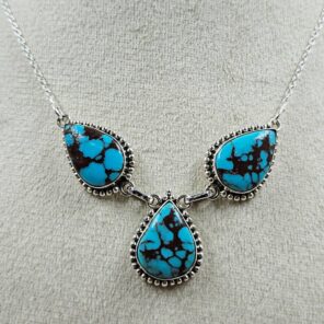 Egyptian Turquoise 925 Sterling Silver Necklace (REXT88-185)