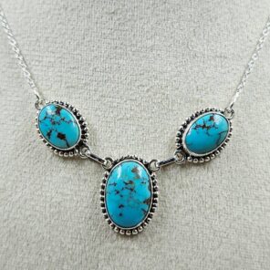 Egyptian Turquoise 925 Sterling Silver Necklace (REXT88-186)