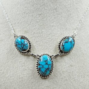 Egyptian Turquoise 925 Sterling Silver Necklace (REXT88-187)