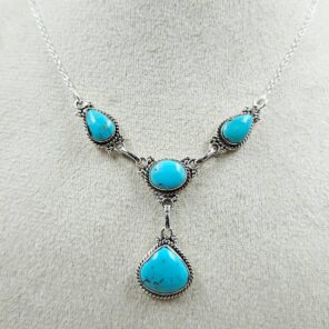 Egyptian Turquoise 925 Sterling Silver Necklace (REXT88-188)