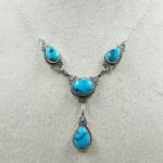 Egyptian Turquoise 925 Sterling Silver Necklace (REXT88-189)