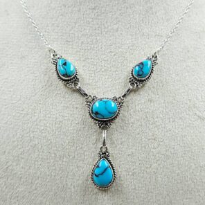 Egyptian Turquoise 925 Sterling Silver Necklace (REXT88-189)