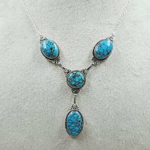 Egyptian Turquoise 925 Sterling Silver Necklace (REXT88-190)