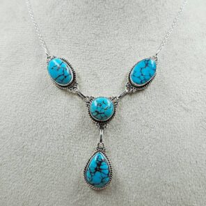 Egyptian Turquoise 925 Sterling Silver Necklace (REXT88-191)