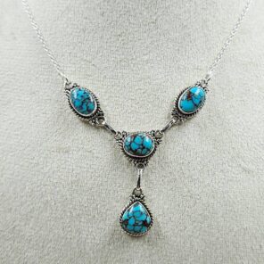 Egyptian Turquoise 925 Sterling Silver Necklace (REXT88-195)