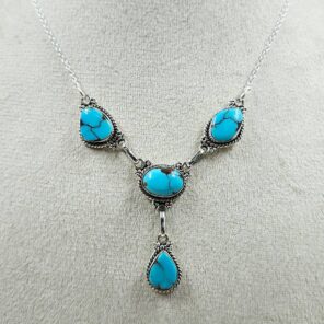 Egyptian Turquoise 925 Sterling Silver Necklace (REXT88-197)